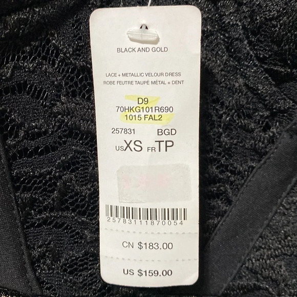 bebe *NEW* Gold Black & Metallic Romantic Whimsy Goth Velour Y2K Mini Dress *SP - Picture 9 of 9